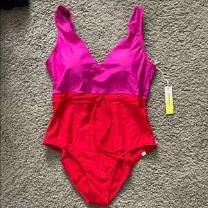 Summersalt Pink and Red Colorblock One-Piece Swimsuit, NWT